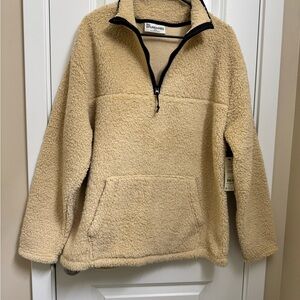 No Boundaries Tan Sherpa Pullover Jacket
